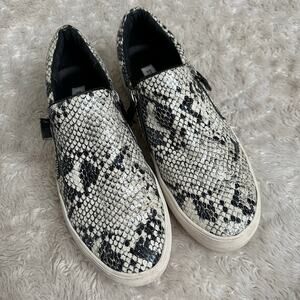 Steve Madden Womens 10 Slip On Snakeskin Leather Sneakers Zipper
